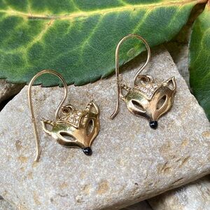Vintage .925 Sterling Silver 14k Gold Vermeil Fox Earrings Dainty Whimsical